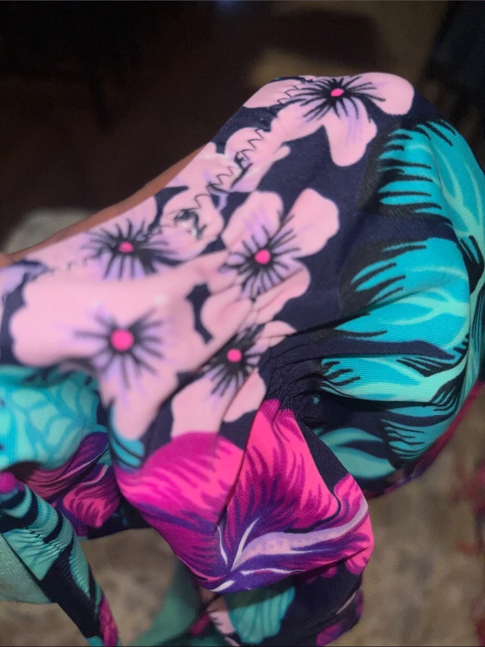 Xhilaration Bikini‎ Bottoms w/Pink & Navy Floral & Turquoise Ruffled Top NWT❗️
